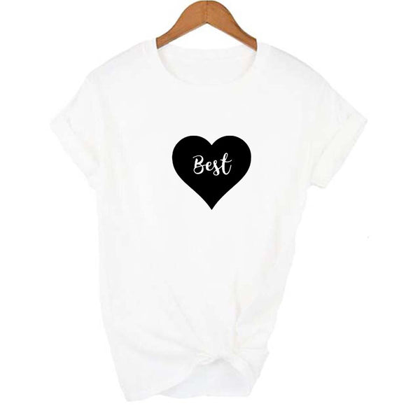 Tee Shirt Meilleure Amie Femme de Coeur - Best Blanc - MatchingMood