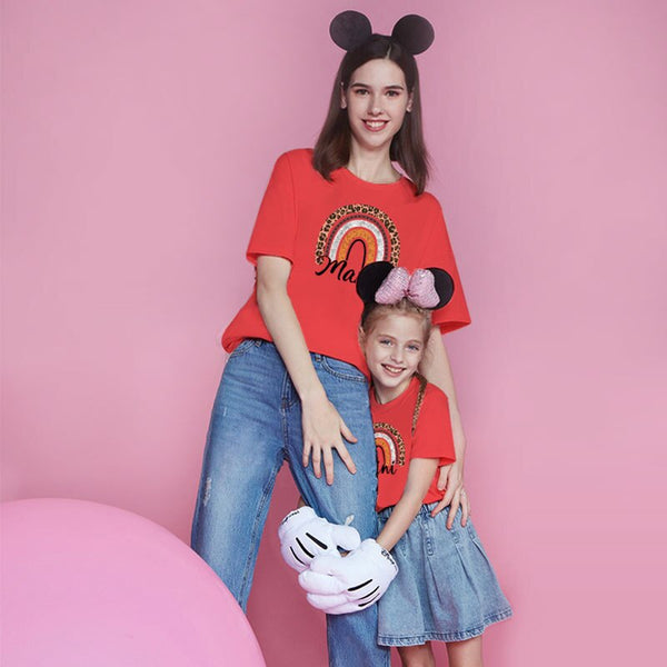 T Shirt Mere Fille Mama Mini Rouge