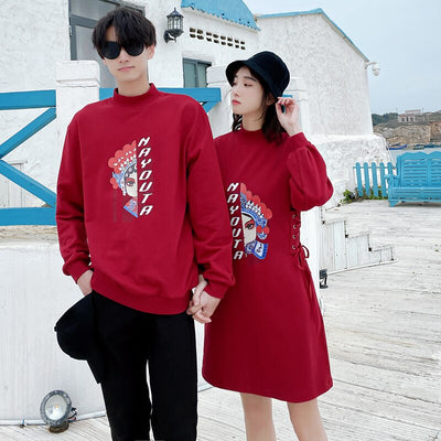 Pull Couple et Pull Robe Rouge Assortis