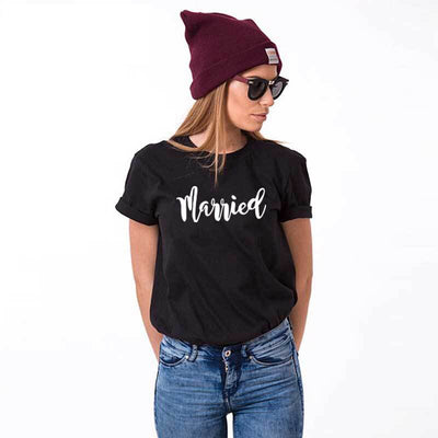 Tee-Shirt Just Married Couple - Married noir