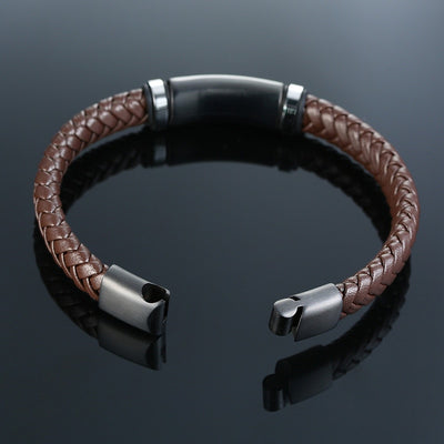 Bracelet d'Amitié Homme Cuir Tressé Personnalisable Fermoir - MatchingMood