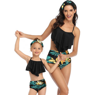 Maillot de Bain Mère Fille Haut Décoré