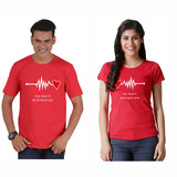 T-Shirt Couple Heartbeat Rouge