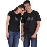 T Shirt Day and Night pour Couple Noir - MatchingMood