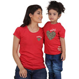 T Shirt Mere Fille Coeur Leopard