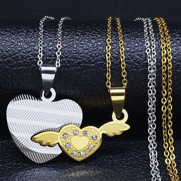 Collier Coeur Brillant Couple