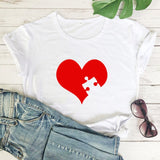 T Shirt Couple Puzzle Coeur Blanc - Coeur - MatchingMood