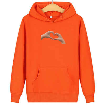 Sweat Couple Main dans la Main - Coeur Orange