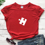 T Shirt Couple Puzzle Coeur Rouge - Piece de puzzle - MatchingMood