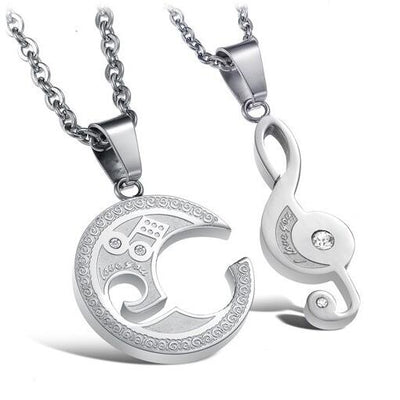 Collier Couple Clé de Sol Argent - MatchingMood