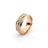 Bague Couple Large Strass Or-rose