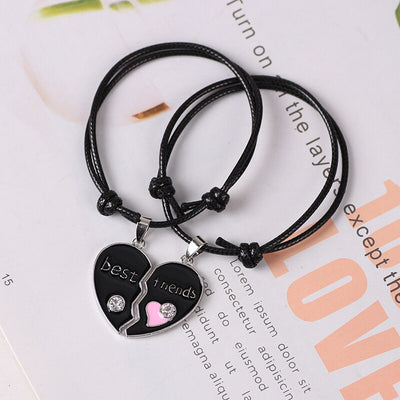 Bracelet d'Amitié Motif Coeur  noir 1 - Matchingmood