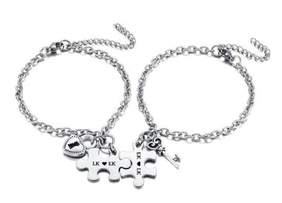 Bracelet Puzzle Couple Cœur à Personnaliser - Matchingmood