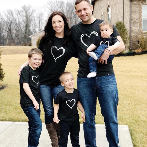 T Shirt Assorti Famille Coeur