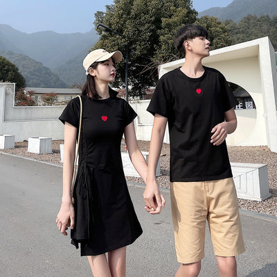 Tenue Robe Tee Shirt avec coeur pour Couple