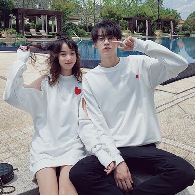 Pull Blanc Coeur Rouge