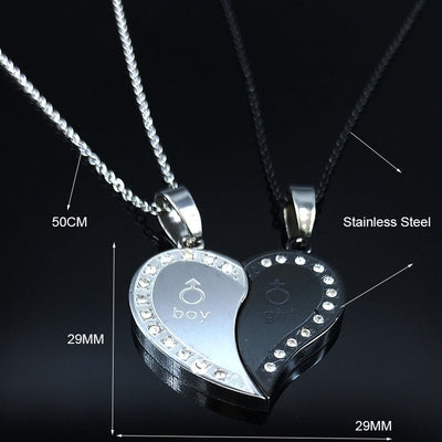 Collier Couple Pendentif Coeur Duo dimensions