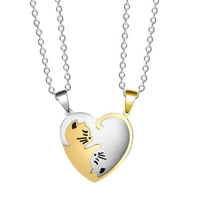 Collier d'Amitié Ying Yang Chats emboités