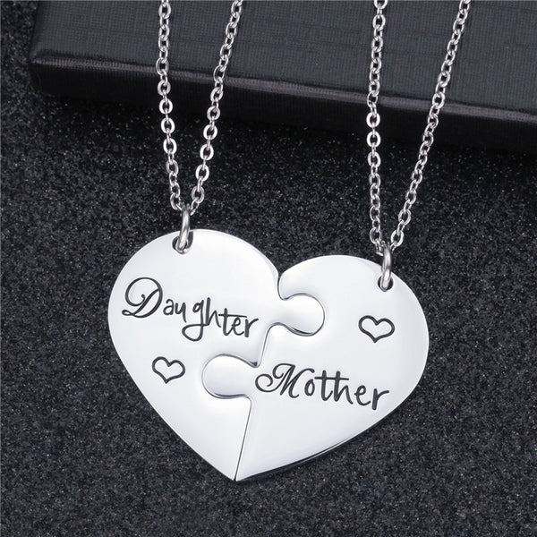 Collier Mère Fille Coeur Puzzle