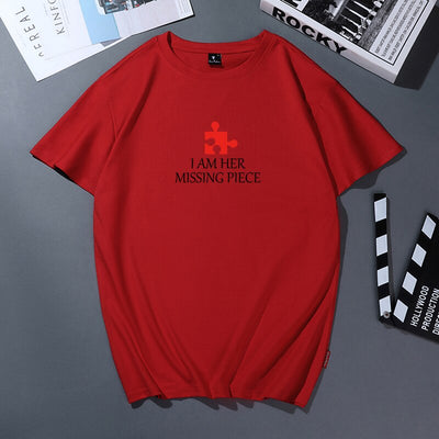 T-Shirt Couple I'm Her Missing Piece Rouge - MatchingMood