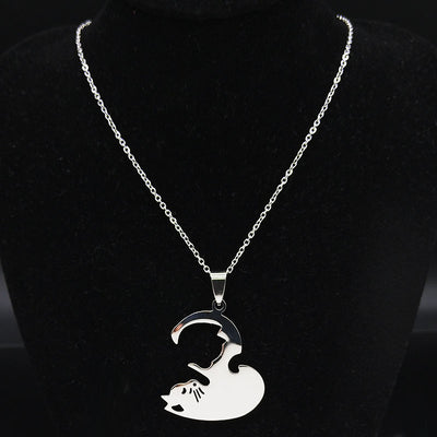 Collier Couple Chat Argent