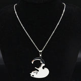 Collier Couple Chat Argent