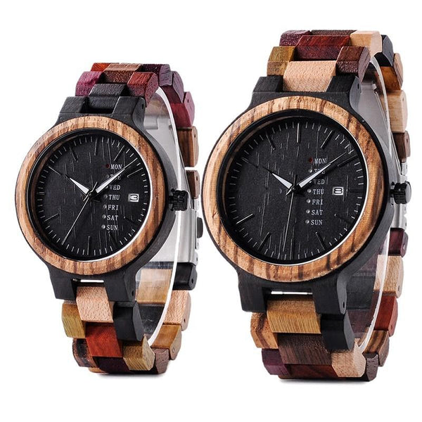 Montre Couple Bracelet Bois Multicolore - MatchingMood