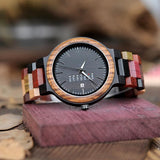 Montre Couple Bracelet Bois Multicolore boitier Rond - MatchingMood