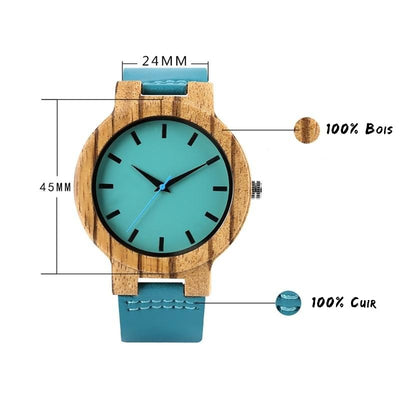 Montre Couple Bracelet en Cuir Bleu Dimensions - MatchingMood