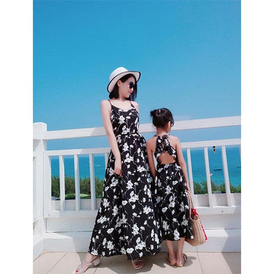 Robe Maman Fille Dos Ouvert Floral