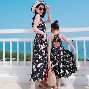 Robe Mere Fille Dos Ouvert Floral