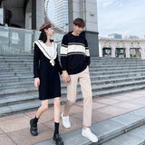 Robe Pull Noeud et Pull pour Couple Noir