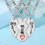 Collier Mère Deux Filles Coeur Rouge