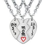 Collier Mère Deux Filles Coeur Rouge