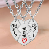 Collier Mère Deux Filles Coeur Rouge
