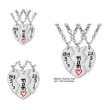 Collier Mère Deux Filles Coeur Rouge