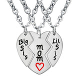 Collier Mère Deux Filles Coeur Rouge