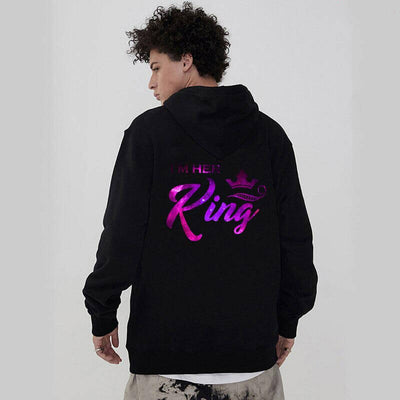 Sweat A Capuche Her King Violet pour Couple