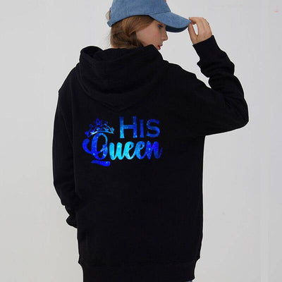 Sweat A Capuche His Queen Bleu pour Couple