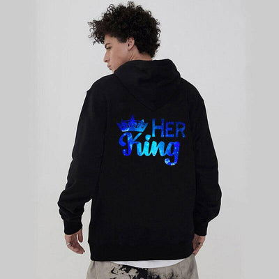 Sweat A Capuche Her King Bleu pour Couple
