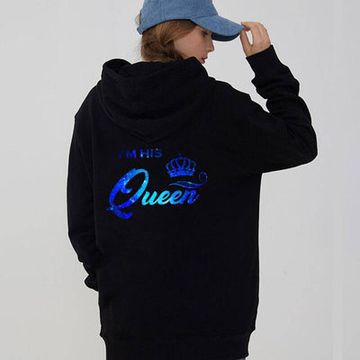 Sweat A Capuche I'm His Queen Bleu pour Couple