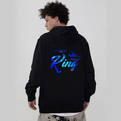 Sweat A Capuche I'm Her King Bleu pour Couple