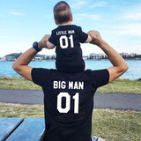 T Shirt Big Man Little Man Père Fils Noir