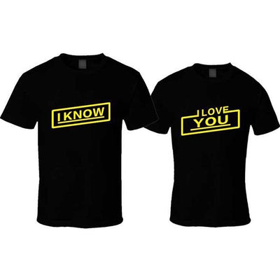 Tee Shirt Couple I Love You I Know Noir - MatchingMood