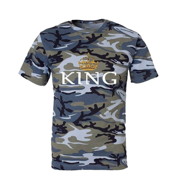 King Queen T-Shirt Camouflage - Khaki (Vert militaire) - MatchingMood