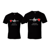 T-Shirt Couple Heartbeat Noir