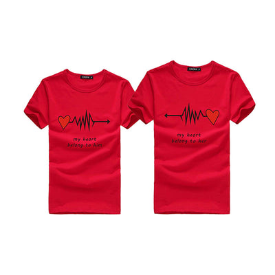 T-Shirt Mon coeur lui appartient rouge