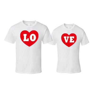 T-Shirt Love Avec Un Cœur pour Couple