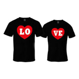 T-Shirt Love Avec Un Cœur Couple noir