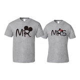 Tee-Shirt Couple Mr Mrs Gris